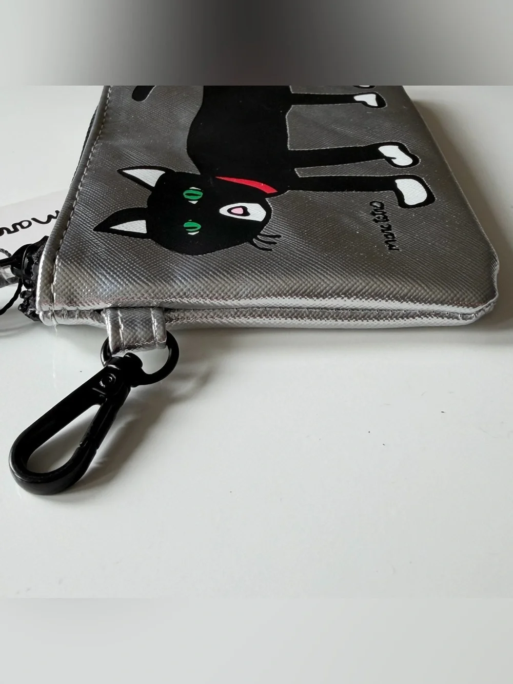 Marc Tetro Cat Travel Set Pouch Passport Holder Metallic Silver